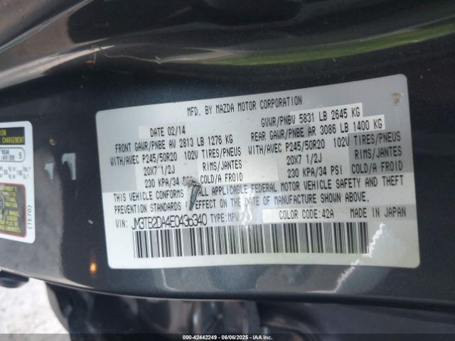 JM3TB2DA4E0436340 Mazda Cx-9 Grand Touring