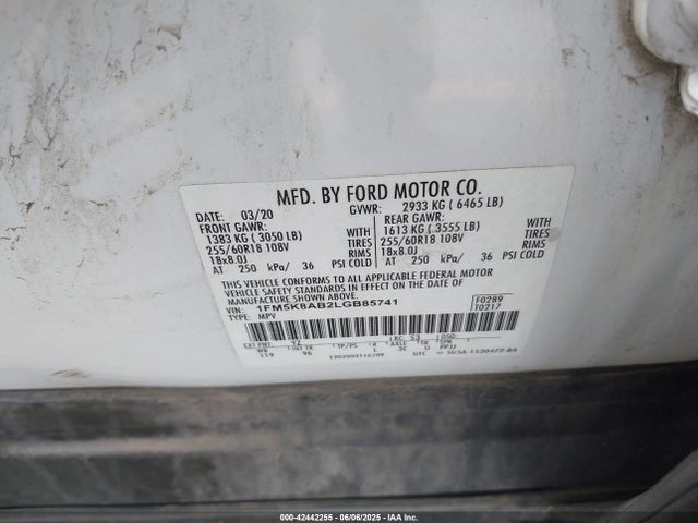 1FM5K8AB2LGB85741 Ford 2020