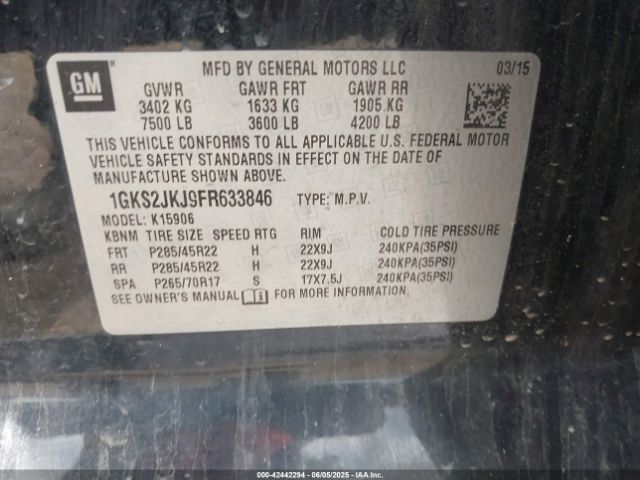 1GKS2JKJ9FR633846 GMC l86 - vvt, afm, e85 max, aluminum