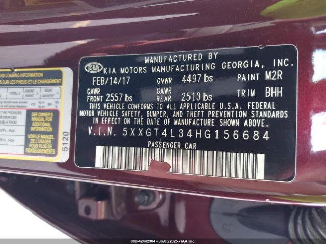 5XXGT4L34HG156684 KIA Optima Lx