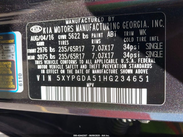 5XYPGDA51HG234651 KIA Sorento