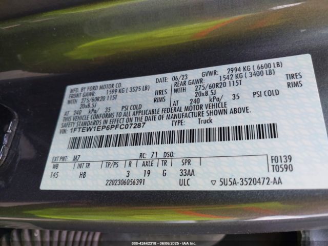 1FTEW1EP6PFC07287 Ford F-150 Lariat