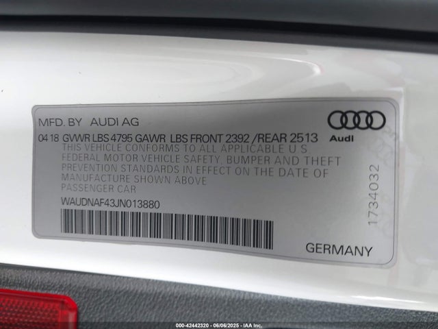 2018 AUDI A4 WAUDNAF43JN013880 Photo 8