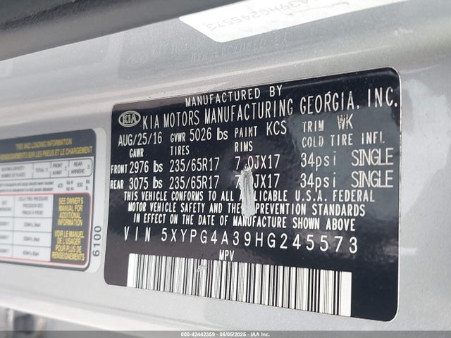 5XYPG4A39HG245573 KIA 2017