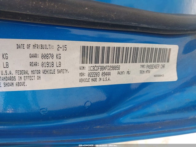 Dodge 2015 2015 1C3CDFBBXFD298856 Image 9