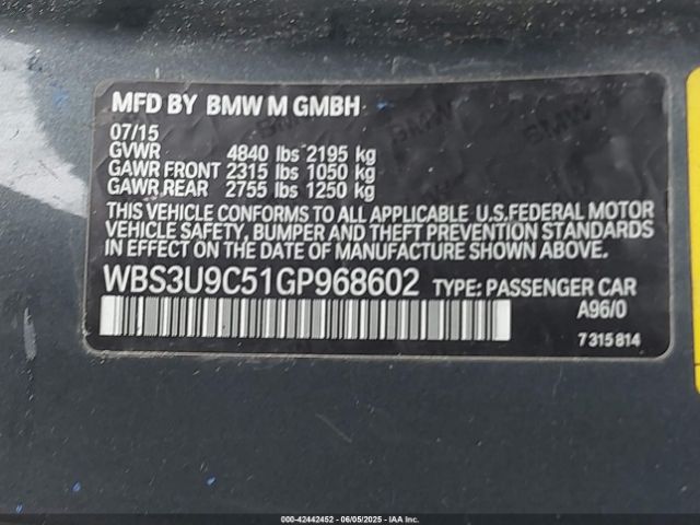 WBS3U9C51GP968602 BMW M4