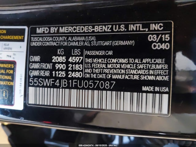 Mercedes-Benz C-Class 2015 55SWF4JB1FU057087 Image 9