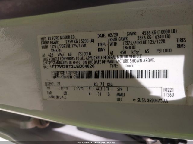 1FT7W2BT2LED04826 Ford F-250 Lariat