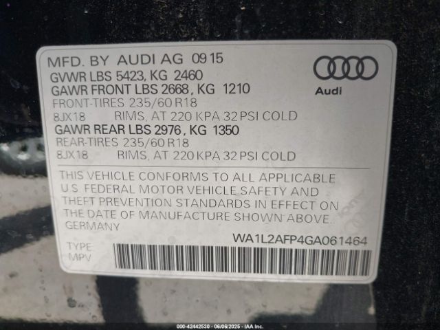 2016 AUDI Q5 WA1L2AFP4GA061464 Photo 8