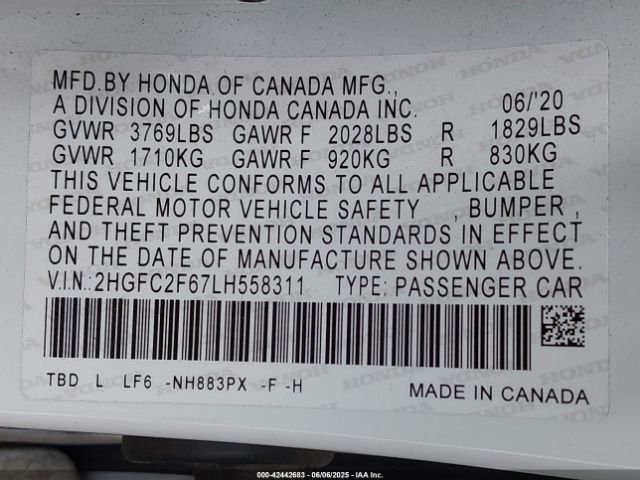2HGFC2F67LH558311 Honda Civic Lx