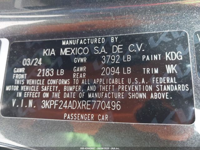 3KPF24ADXRE770496 KIA Forte Lxs