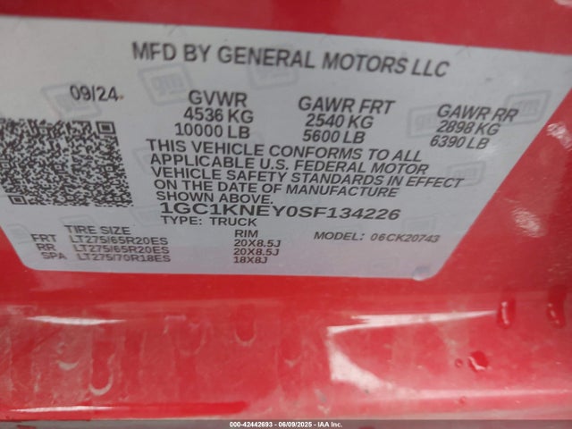 1GC1KNEY0SF134226 Chevrolet l5p