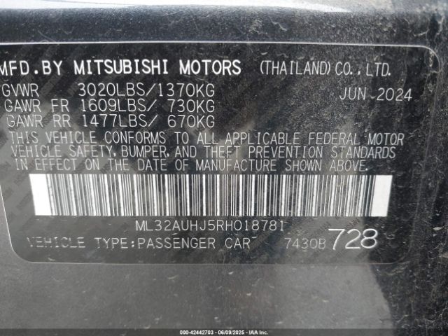ML32AUHJ5RH018781 Mitsubishi Mirage Es/le