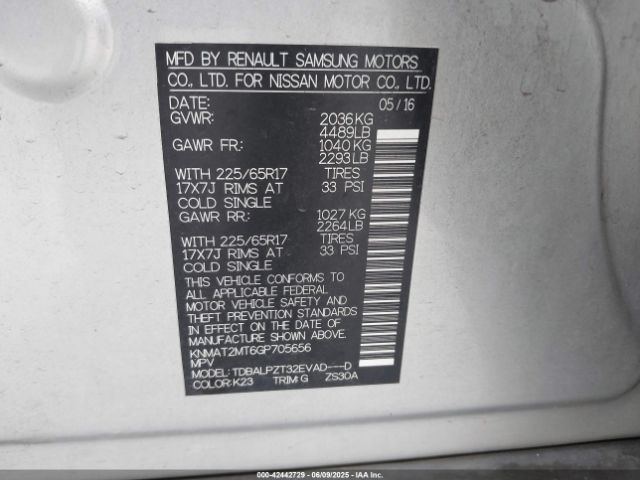 KNMAT2MT6GP705656 Nissan 2016