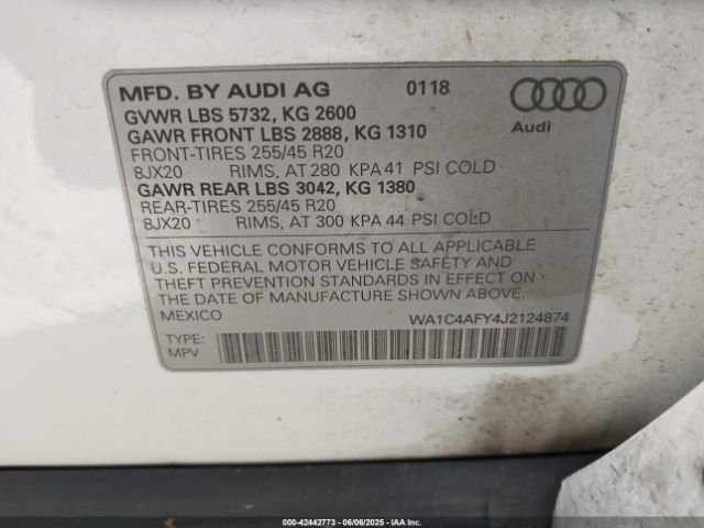 2018 AUDI SQ5 WA1C4AFY4J2124874 Photo 8