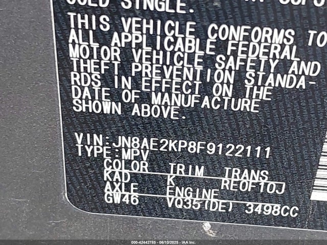 Nissan QUEST S 2015 JN8AE2KP8F9122111 Image 9