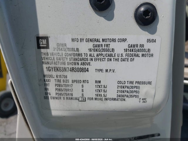 2004 CADILLAC ESCALADE 1GYEK63N74R300804 Photo 8