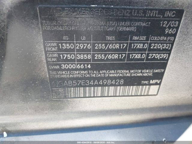 2004 MERCEDES-BENZ ML 350 4JGAB57E34A498428 Photo 8
