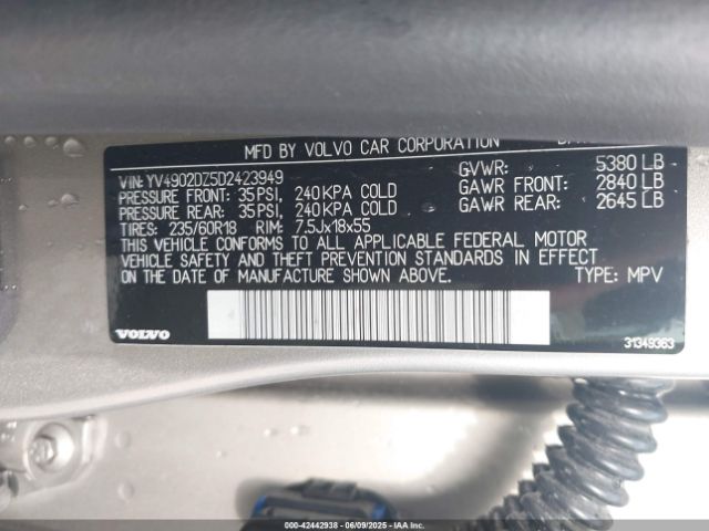 2013 VOLVO XC60 YV4902DZ5D2423949 Photo 8