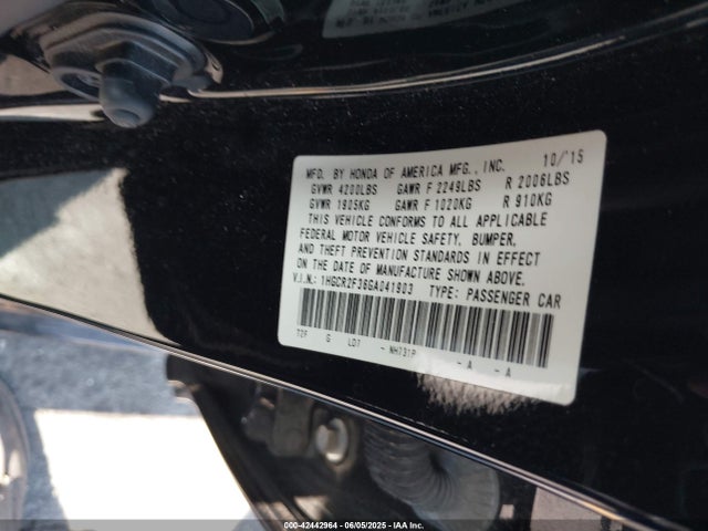 1HGCR2F36GA041903 Honda k24w1