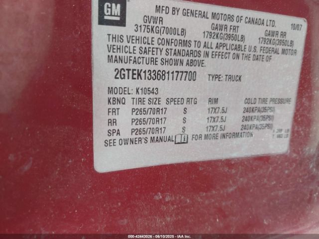 2008 GMC SIERRA 1500 2GTEK133681177700 Photo 8