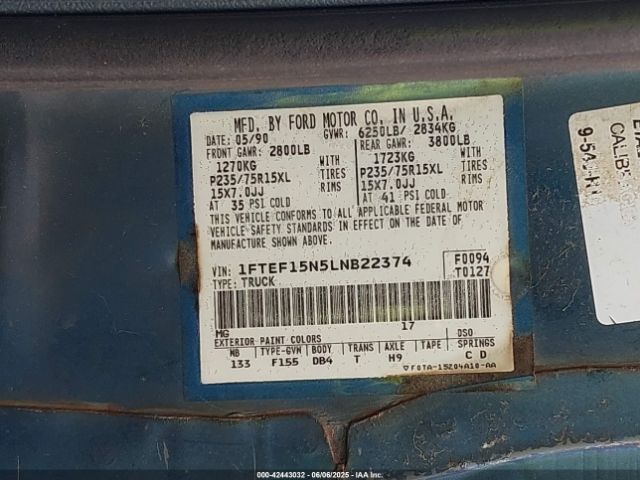 1990 FORD F150 1FTEF15N5LNB22374 Photo 8