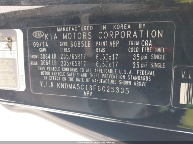KNDMA5C13F6025335 KIA Sedona L