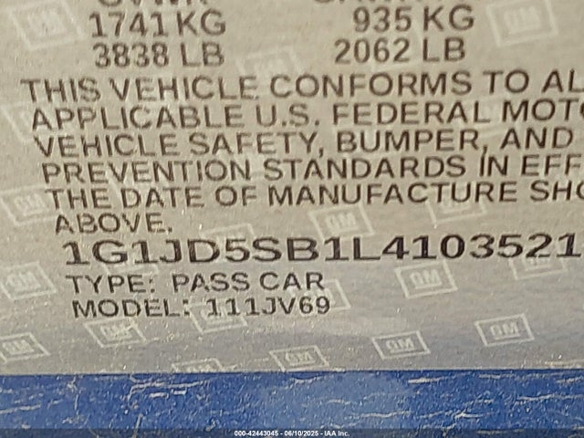1G1JD5SB1L4103521 Chevrolet luv - mfi, variable valve timing, alum, e85 max