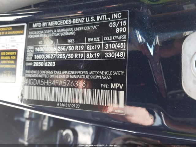 2015 MERCEDES-BENZ ML 350 4JGDA5HB4FA576366 Photo 8