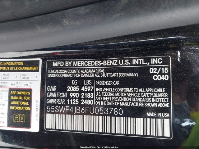 55SWF4JB6FU053780 Mercedes-Benz C-Class