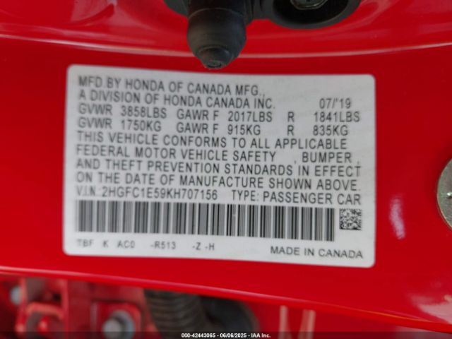 2HGFC1E59KH707156 Honda CIVIC SI