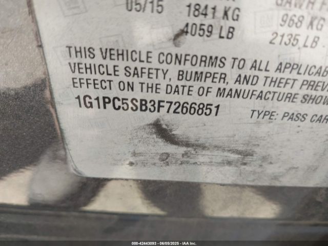 1G1PC5SB3F7266851 Chevrolet Cruze 1lt Auto
