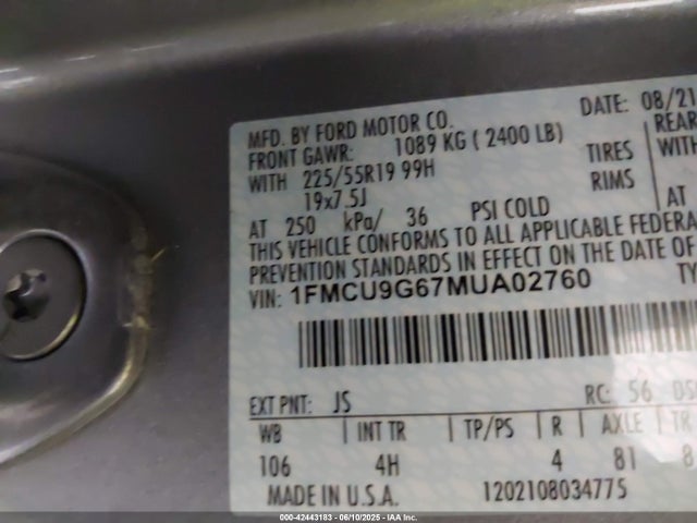 1FMCU9G67MUA02760 Ford dragon di tc
