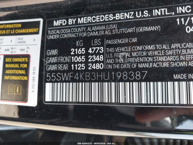 55SWF4KB3HU198387 Mercedes-Benz C-Class