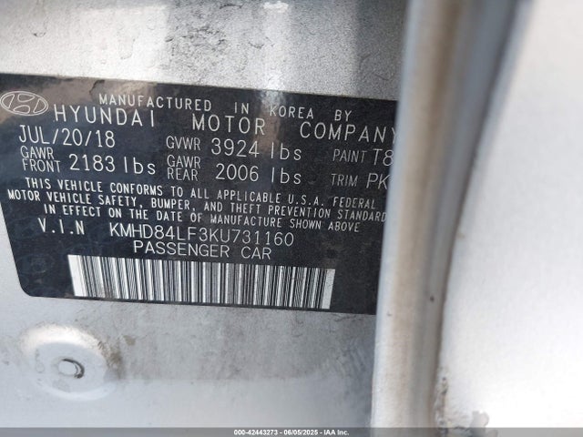 KMHD84LF3KU731160 Hyundai mpi nu