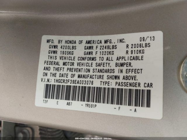 1HGCR2F39EA003076 Honda k24w1