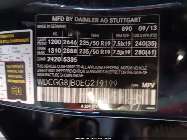 WDCGG8JB0EG219199 Mercedes-Benz 2014