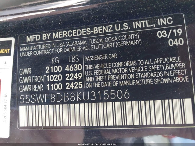 55SWF8DB8KU315506 Mercedes-Benz m264