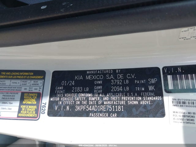 3KPF54AD1RE751181 KIA mpi nu