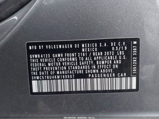 3VWC57BU4KM169507 Volkswagen 1.4 tsi