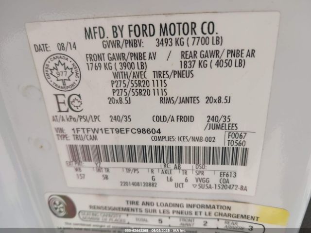 1FTFW1ET9EFC98604 Ford F-150 Fx4