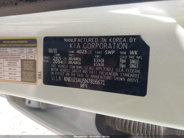 KNDJ23AU5N7816671 KIA mpi nu
