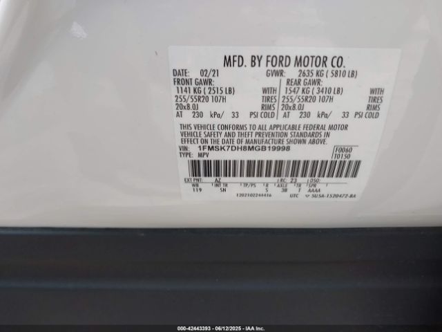 2021 FORD EXPLORER 1FMSK7DH8MGB19998 Photo 8