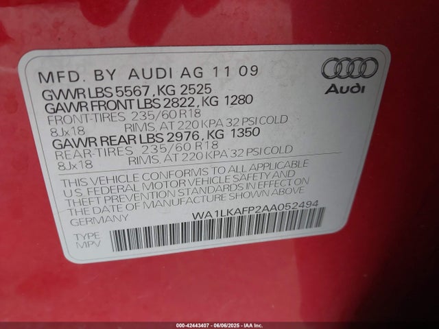 2010 AUDI Q5 WA1LKAFP2AA052494 Photo 8