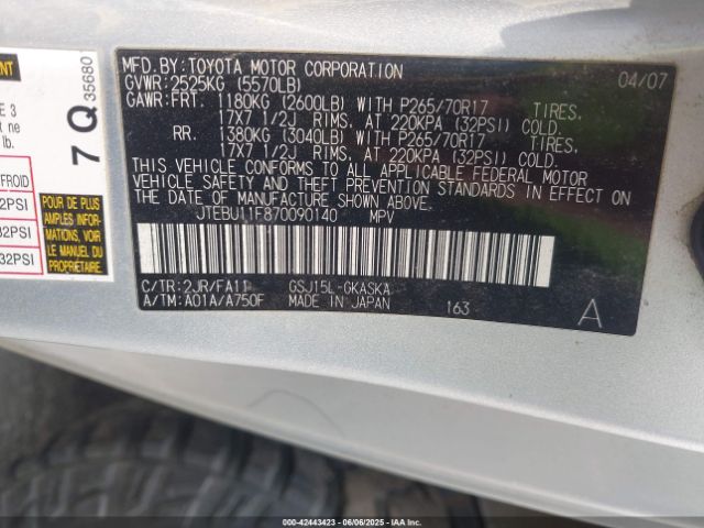2007 TOYOTA FJ CRUISER JTEBU11F870090140 Photo 8