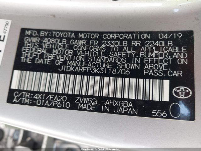 JTDKARFP3K3118706 Toyota Prius Prime Premium