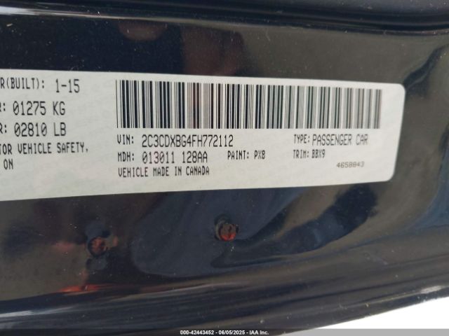 2C3CDXBG4FH772112 Dodge Charger Se