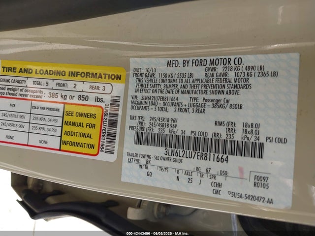 Lincoln MKZ 2014 3LN6L2LU7ER811664 Image 9