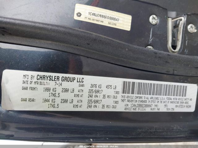 1C4NJDBB6ED880047 Jeep Compass Sport
