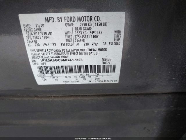 1FM5K8GC9MGA17323 Ford gtdi